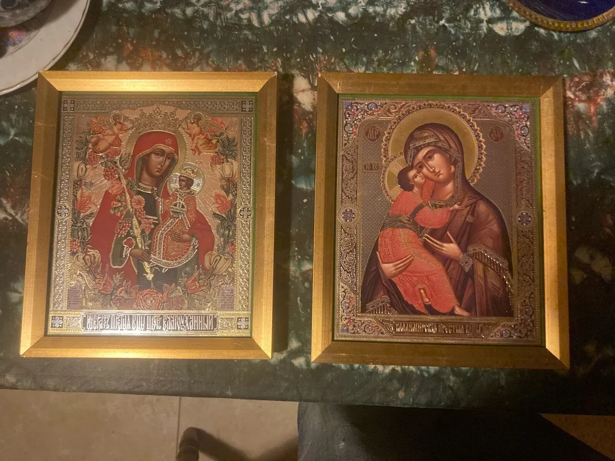 Glass Christian icons framed free postage - Image 1