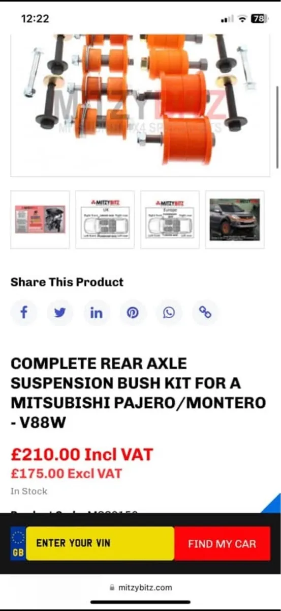 Mitsubishi Mk3 Pajero Shogun Rear Axle Bush Kit - Image 3