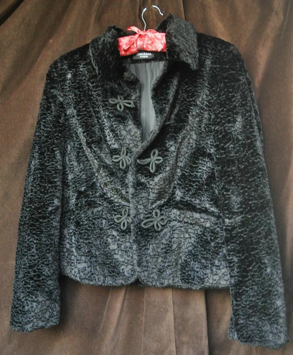 NienHaus Jacket Black Faux Fur Ladies Medium - Image 2