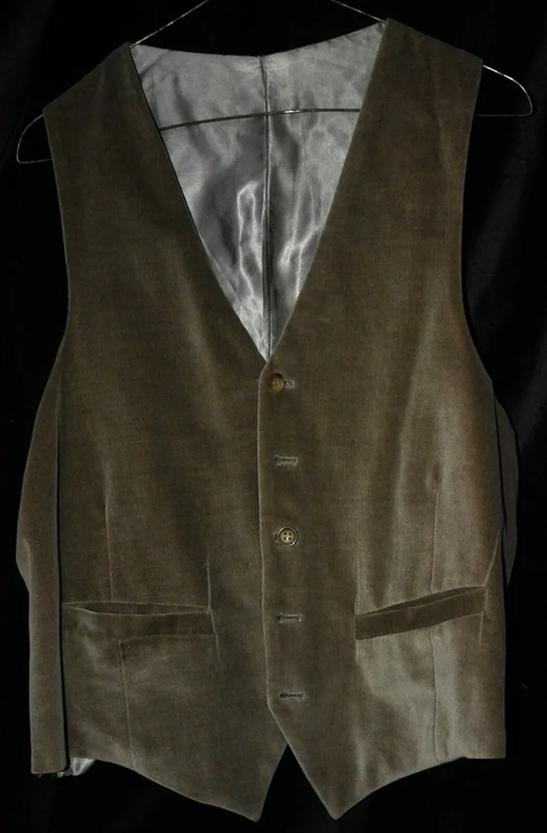 Men's or Women's Vest: Olive  green velveteen - Image 1