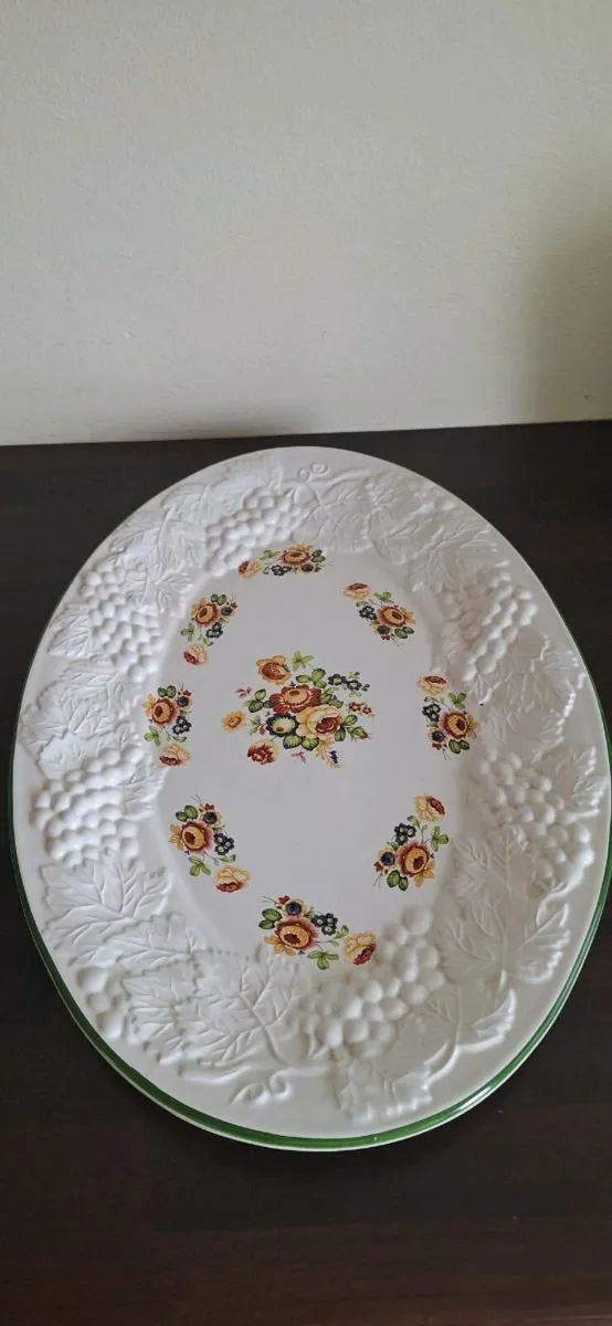 Large Oval Serving Platter - Flowers - Image 1