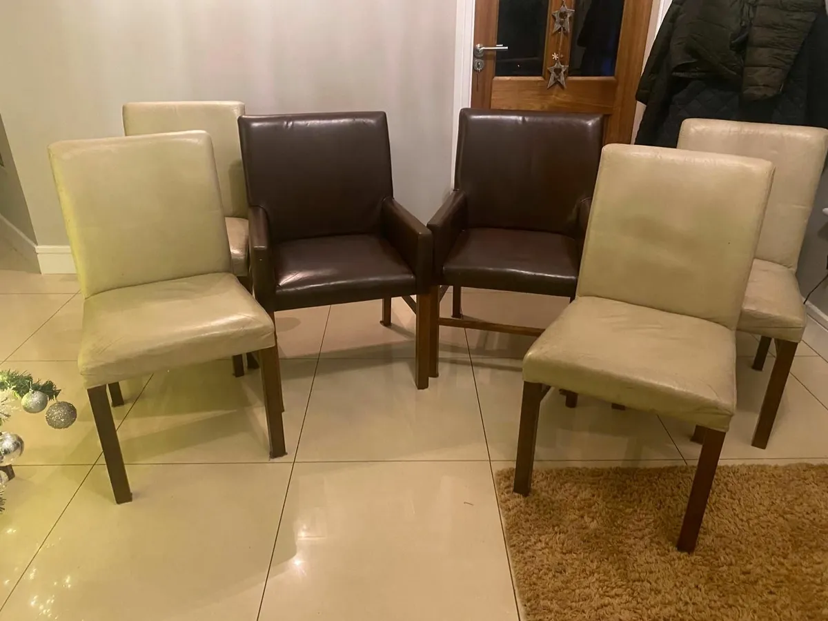 6 Leather Dining Chairs - Image 3