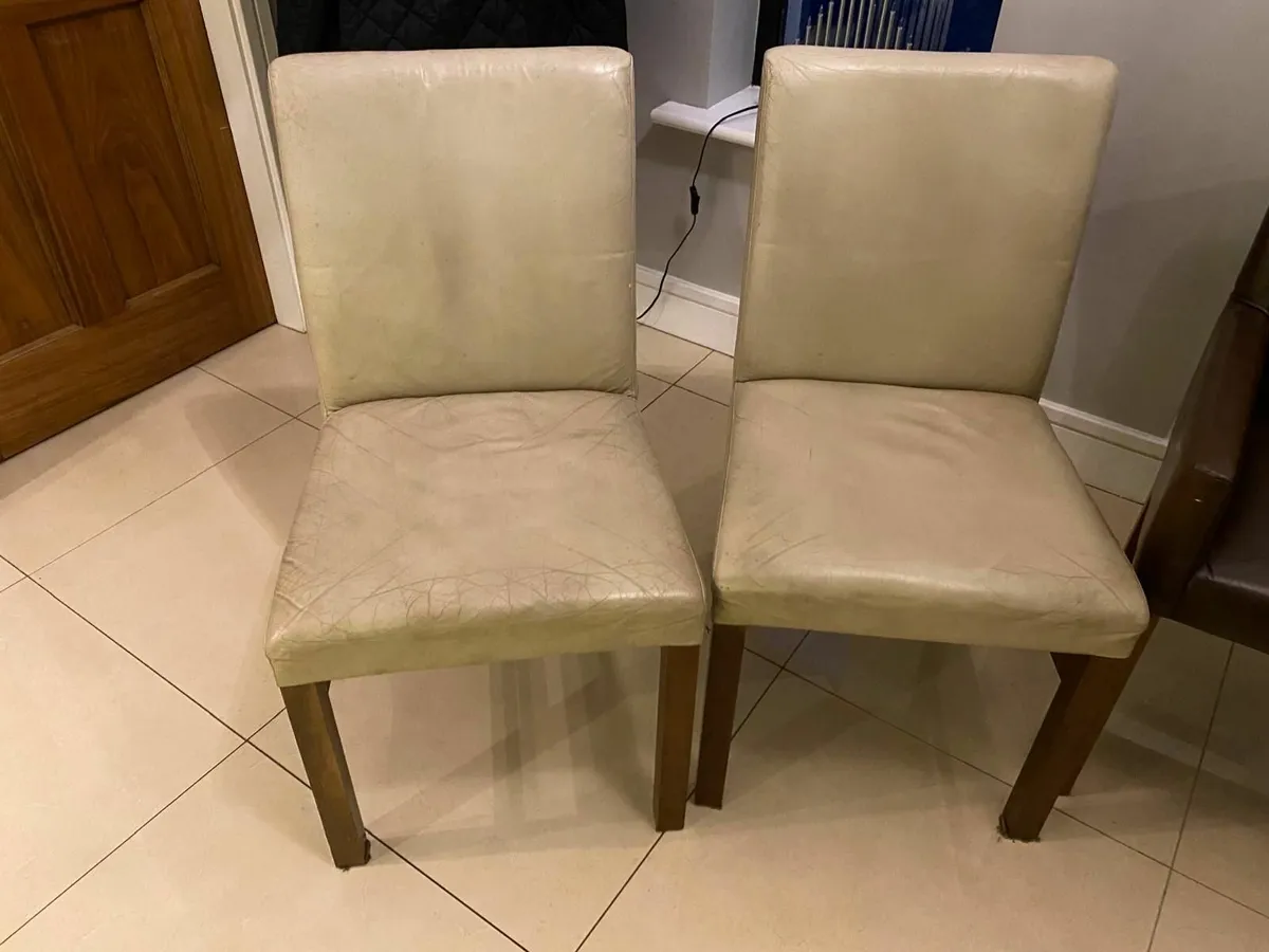 6 Leather Dining Chairs - Image 4