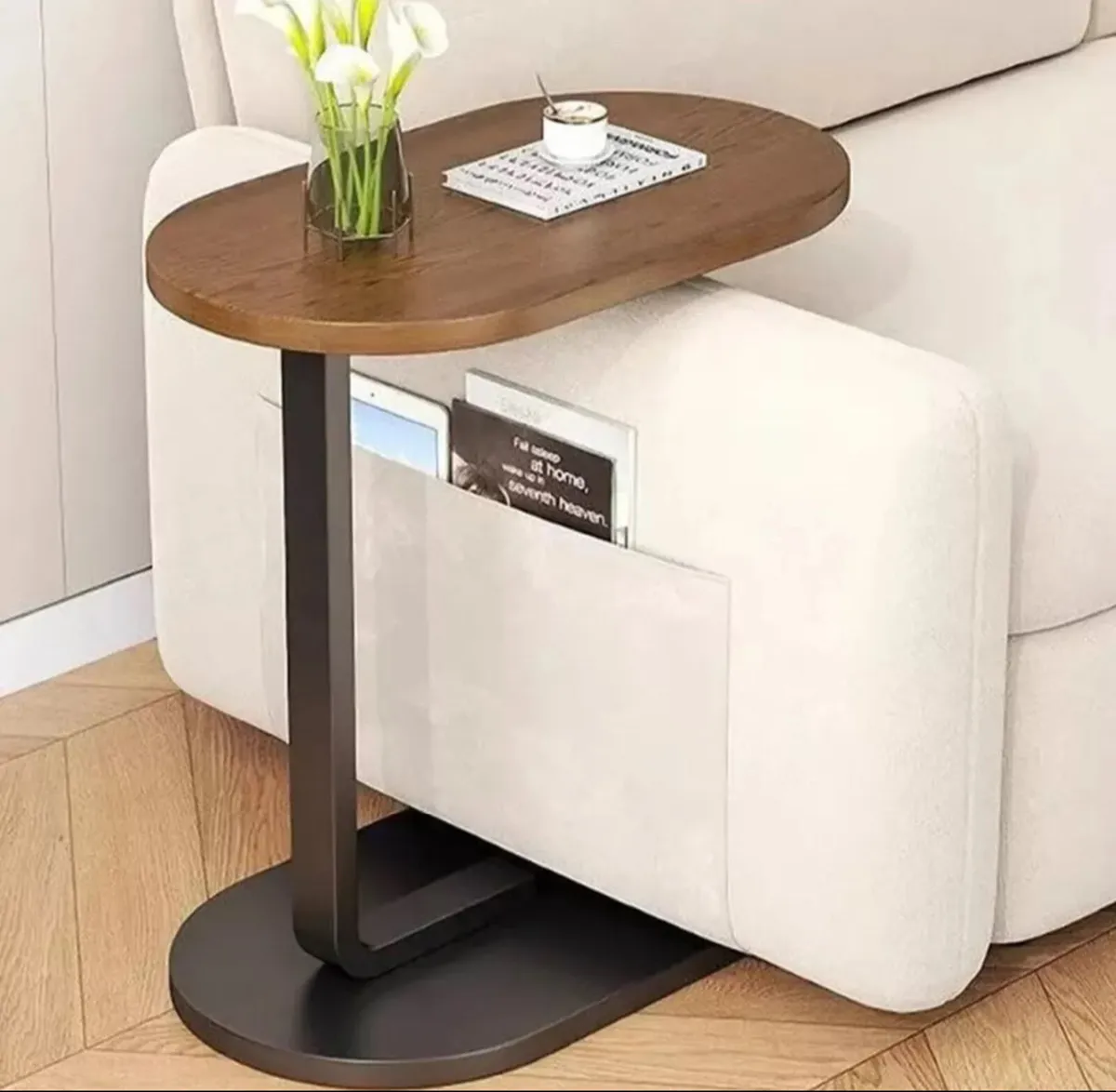 NEW C Shaped Compact Sofa Side End Coffee Table - Image 1