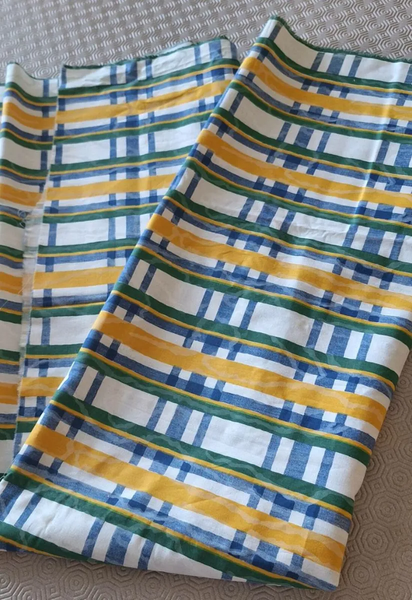 Blue Check Curtain Fabric - Image 1