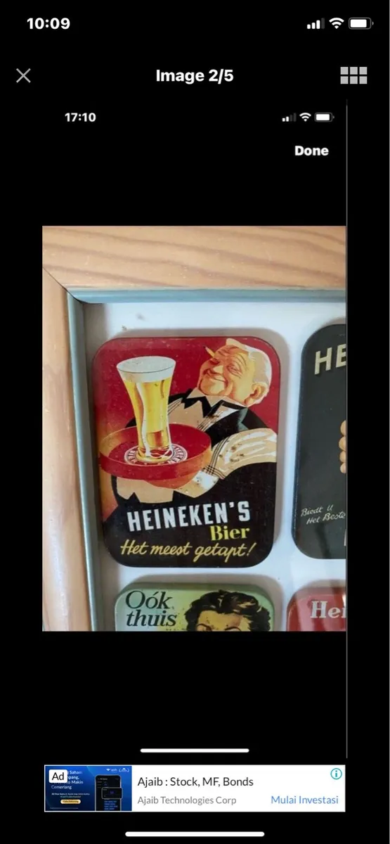 Framed Vintage Heineken Metal Coasters - Image 2