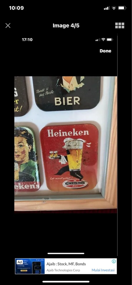 Framed Vintage Heineken Metal Coasters - Image 3
