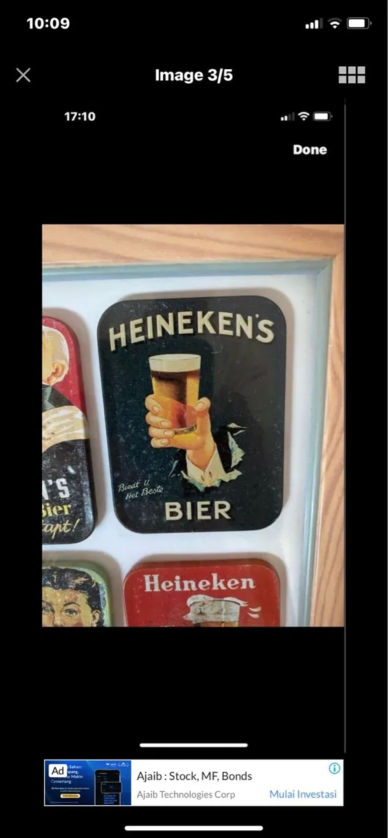 Framed Vintage Heineken Metal Coasters - Image 4