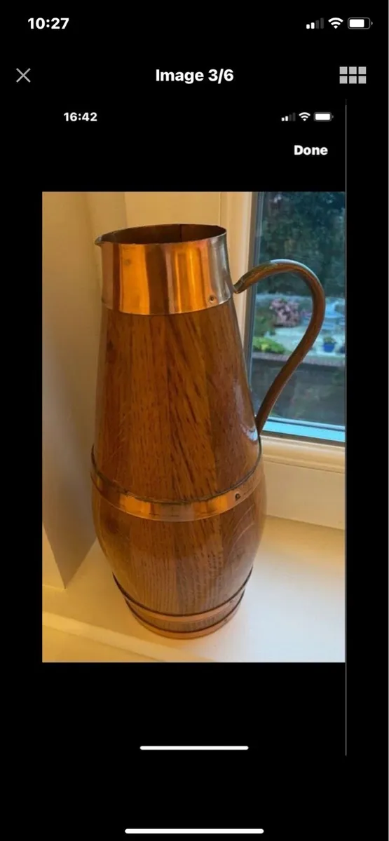 Vintage Timber & Copper Wine/ Cider Jar - Image 1