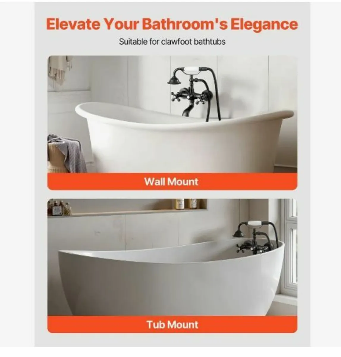 Clawfoot Tub Faucet, Wall Mount Bathtub Faucets - Image 2