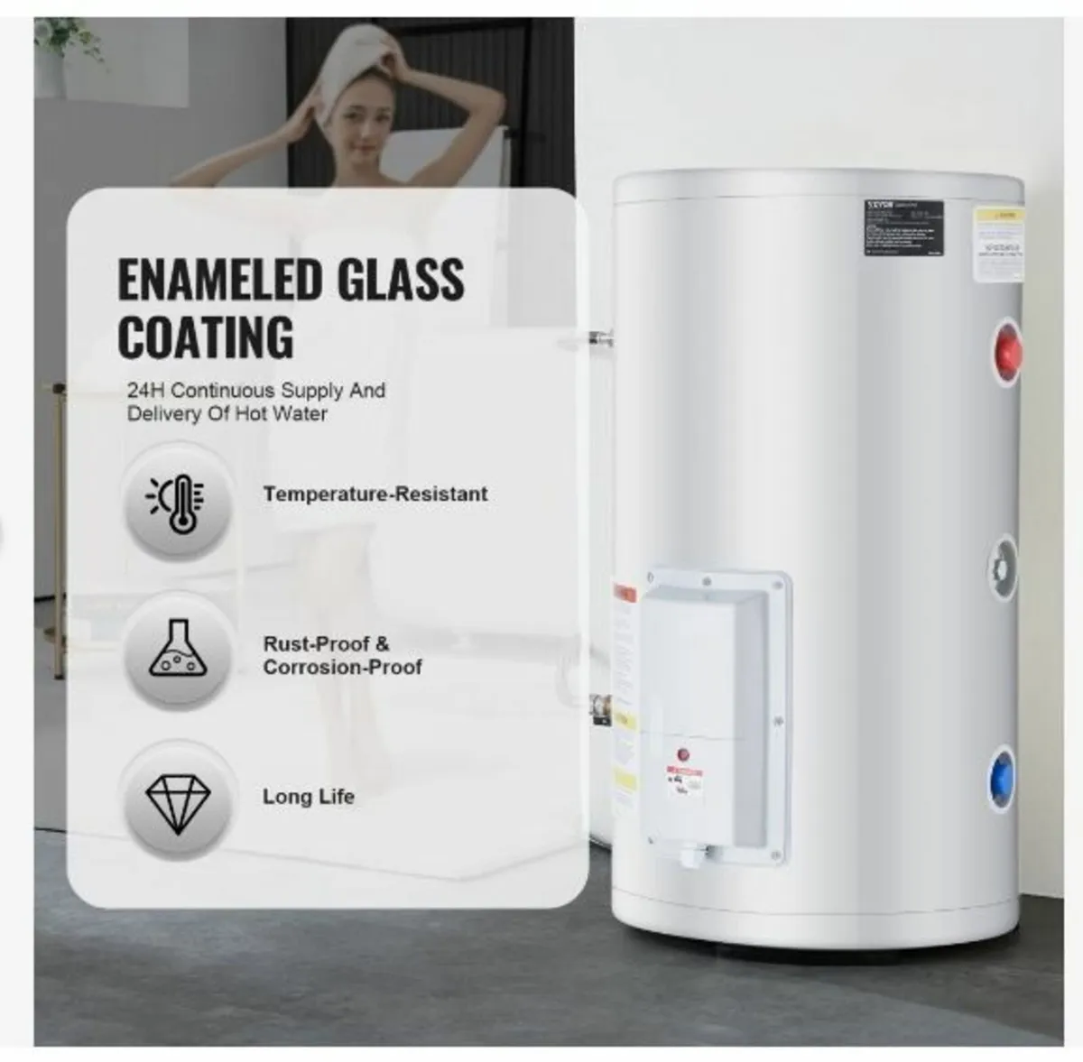 Electric Water Heater, 18 Gallon Tank Instant Hot - Image 4