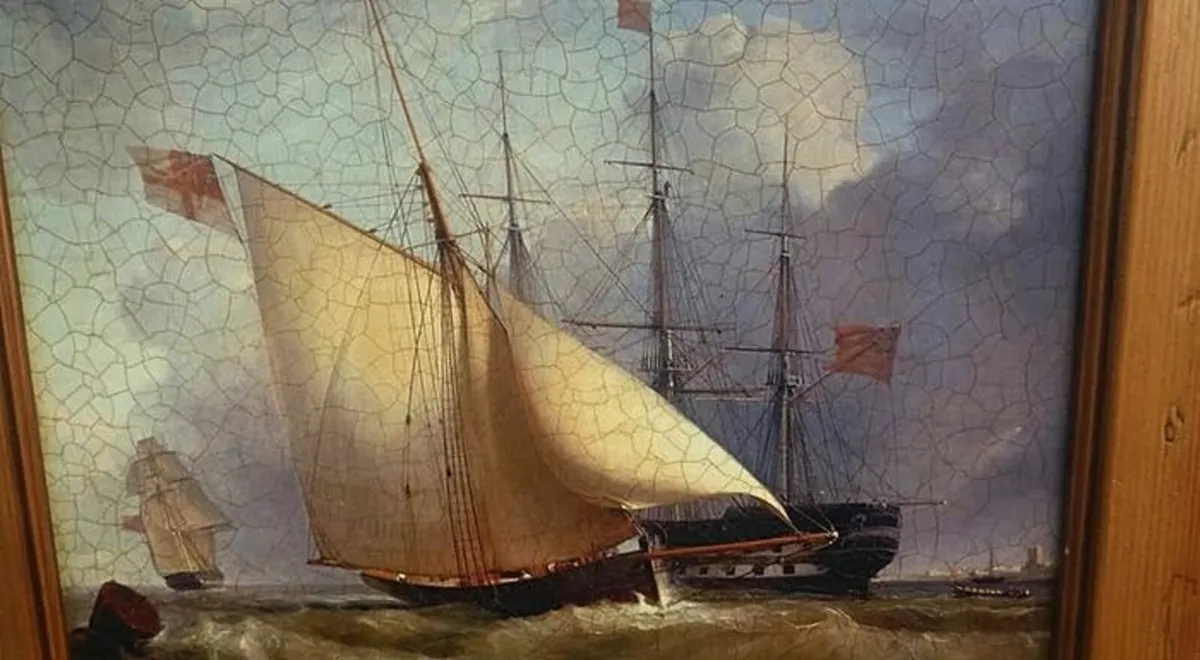 NEW 3 seascape / nautical pine framed crackle art - Image 4