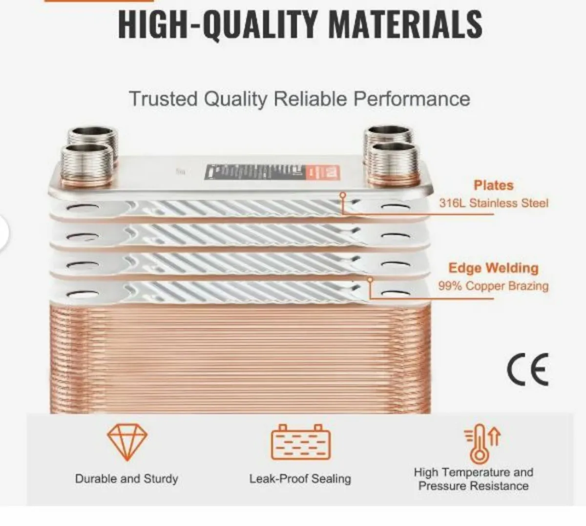 Heat Exchanger, 5"x 12" 50 Plates Brazed Plate - Image 2