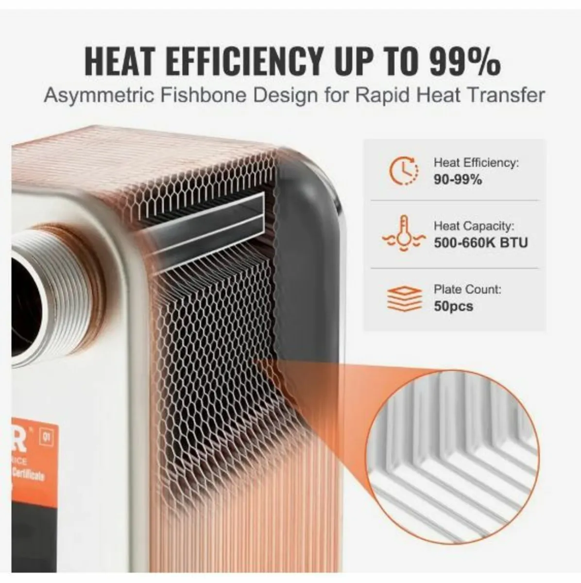 Heat Exchanger, 5"x 12" 50 Plates Brazed Plate - Image 3