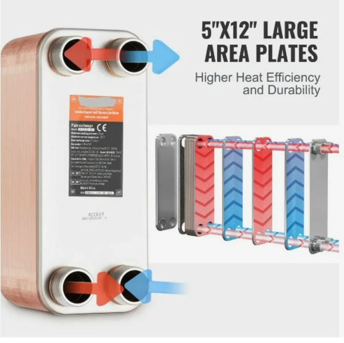 Heat Exchanger, 5"x 12" 50 Plates Brazed Plate - Image 4