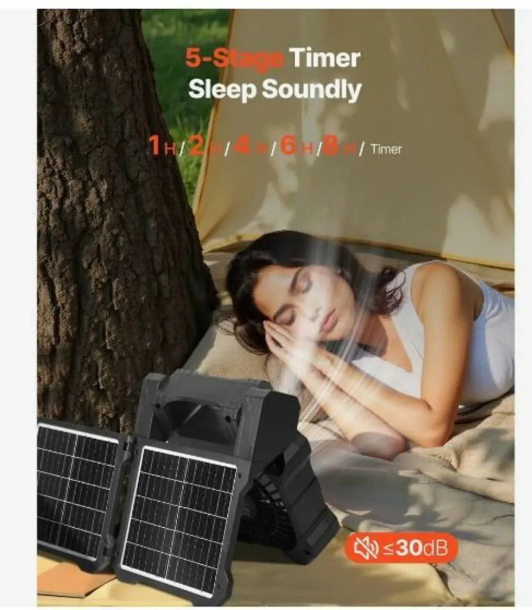20000mAh Rechargeable Solar Fan - Image 2