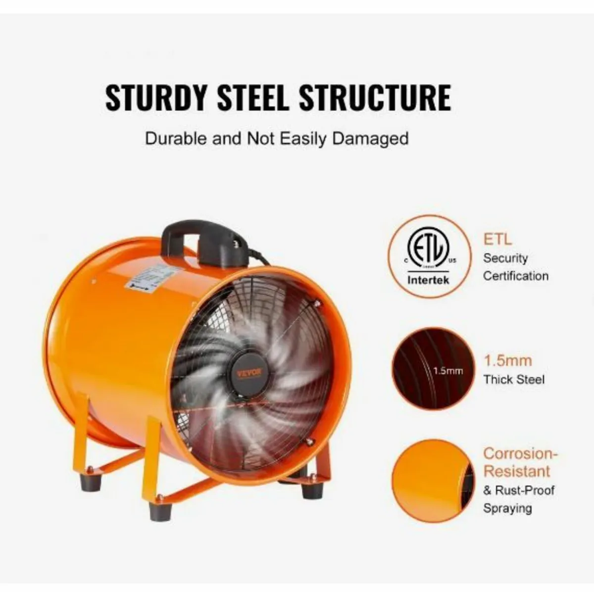 25.4cm Portable Ventilator, 2 Speed Industrial - Image 3