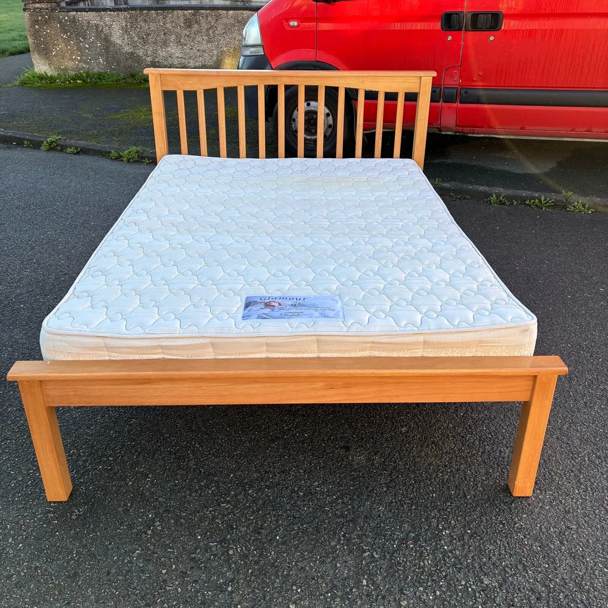 Double bed frame and mattress - Image 1