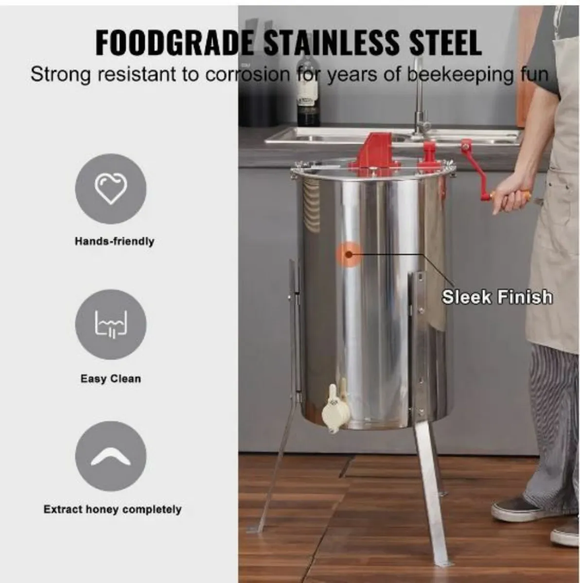 Manual Honey Extractor, 2/4 Frames Honey - Image 4