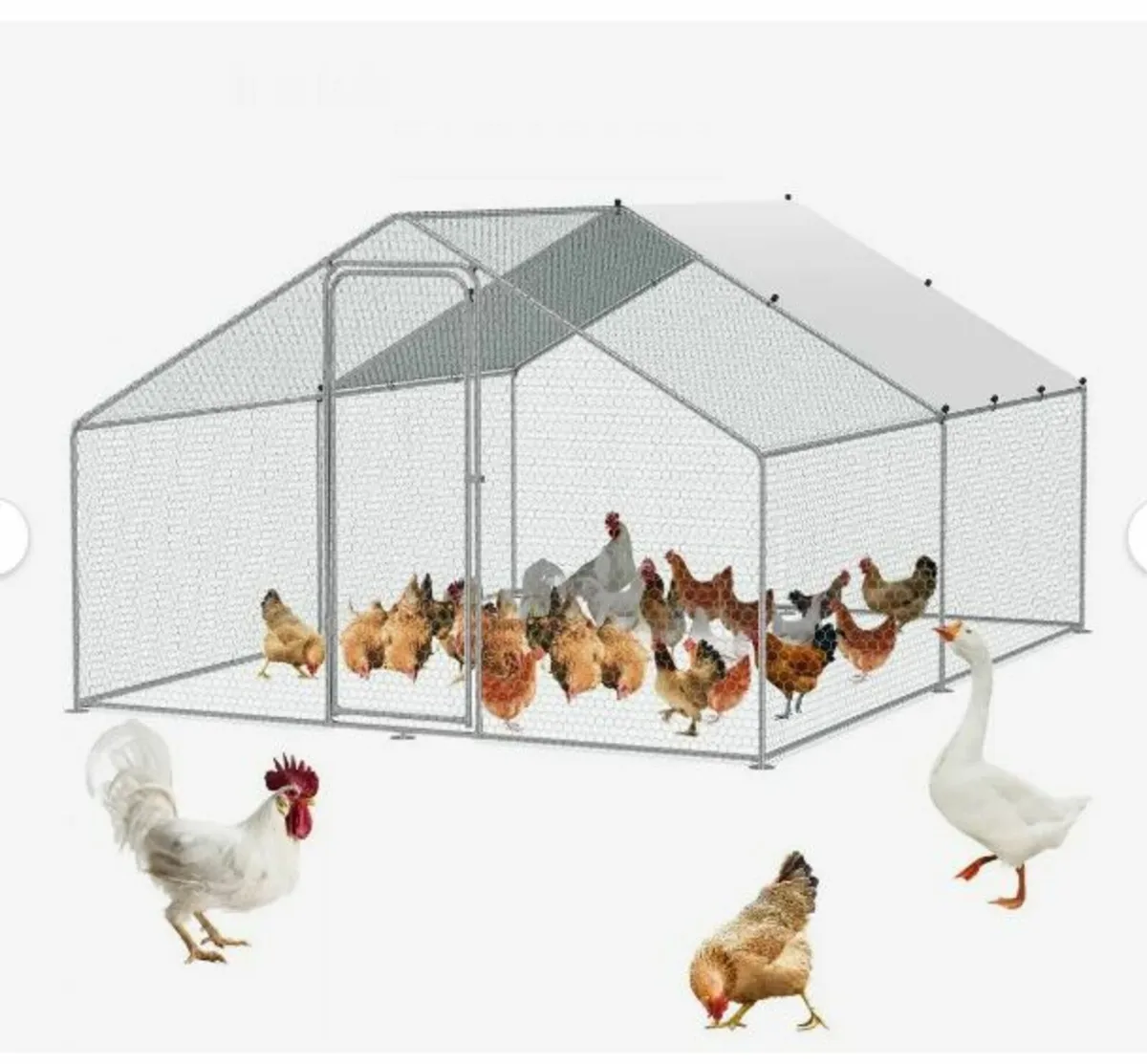 Large Metal Chicken Coop, 9.8x12.9x6.5 ft - Image 1