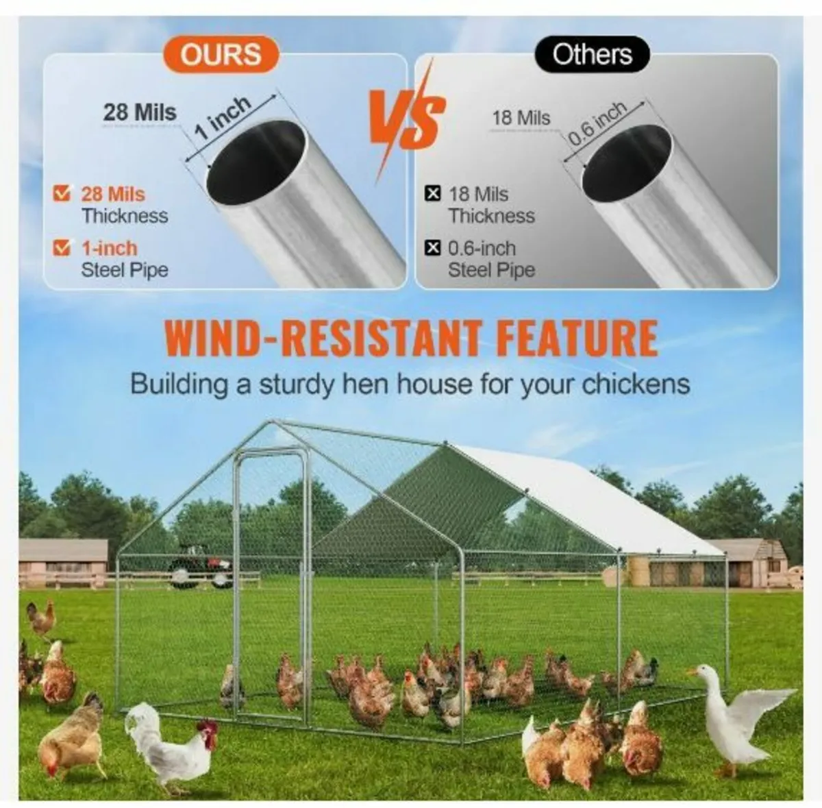 Large Metal Chicken Coop, 9.8x12.9x6.5 ft - Image 2