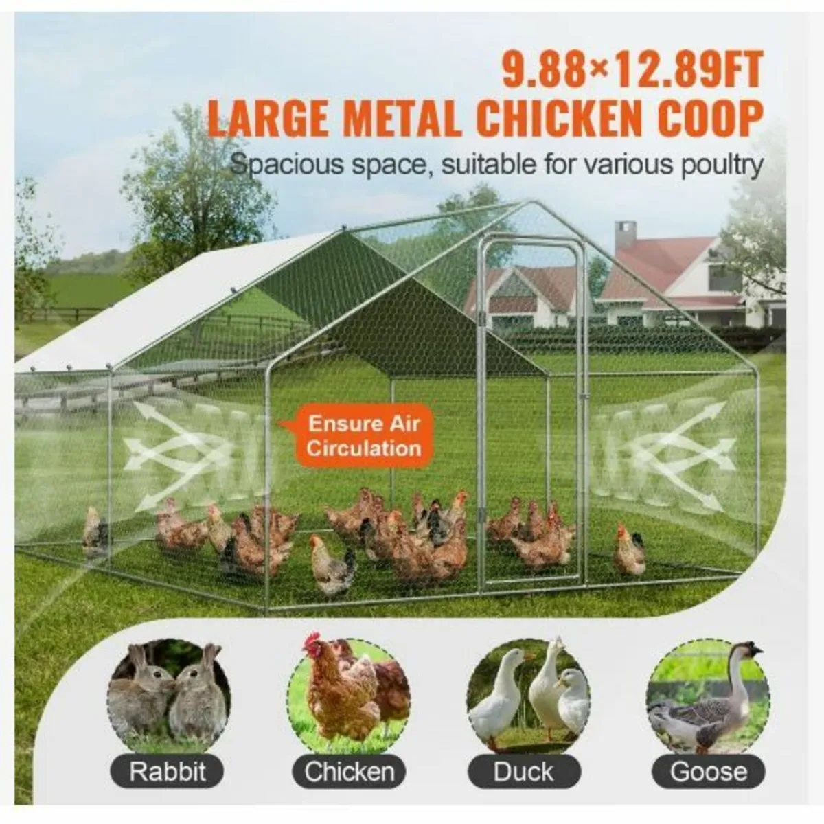 Large Metal Chicken Coop, 9.8x12.9x6.5 ft - Image 3