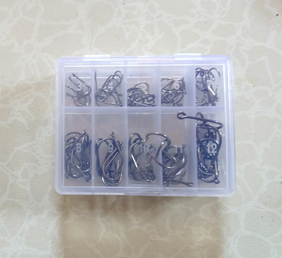 100 Pc Carbon Steel Fishing Hooks (sizes 3 To 12) - Image 1