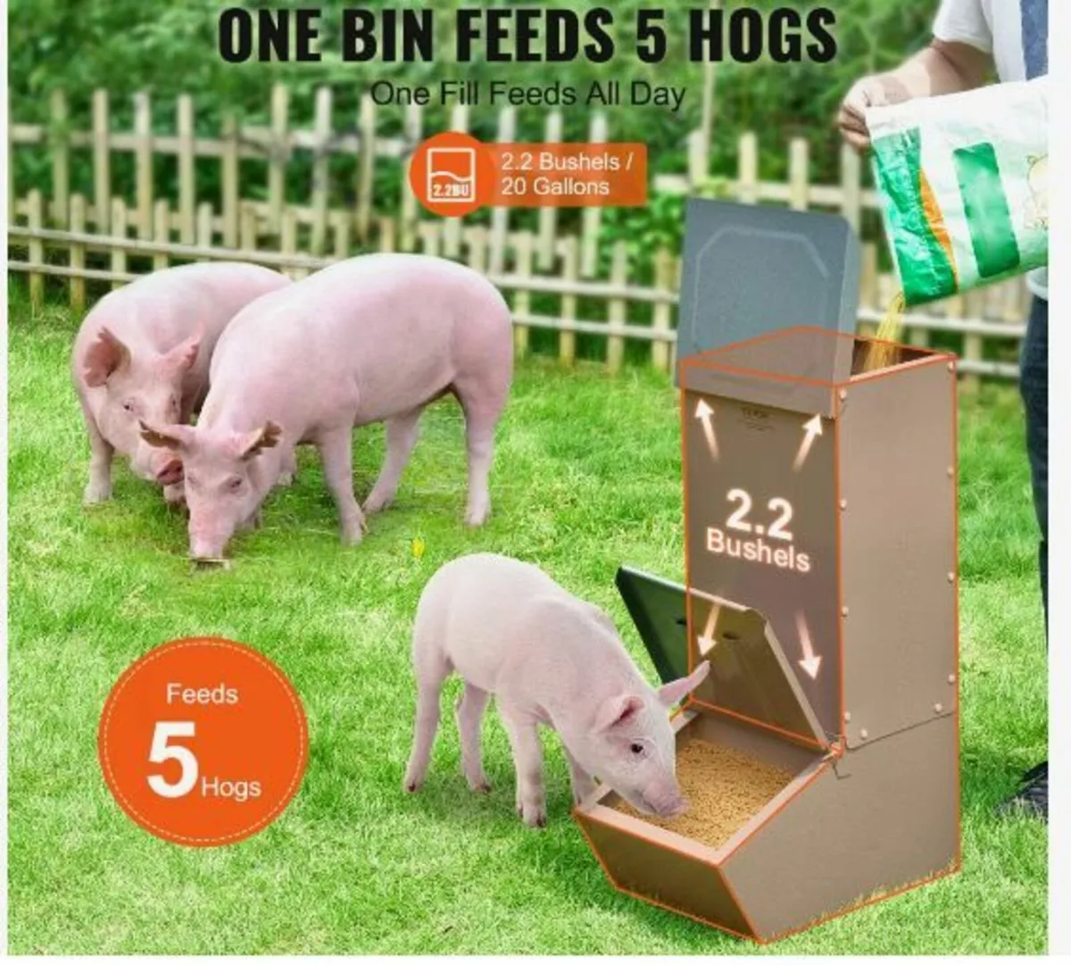 Hog Feeder, 2.2 Bushel Capacity - Image 2