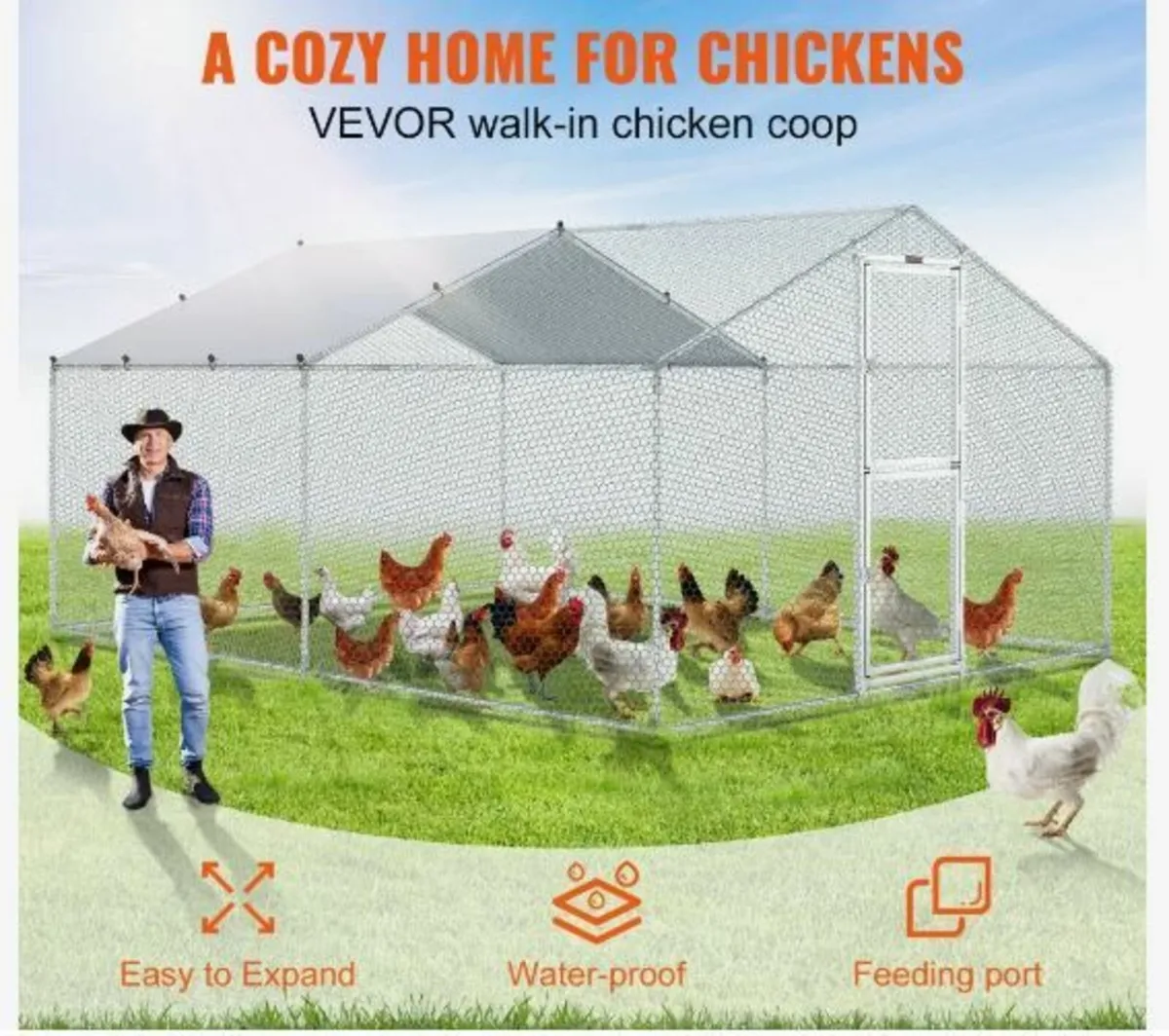 Metal Chicken Coop, 13.1 x 9.8 x 6.6 ft Large - Image 2