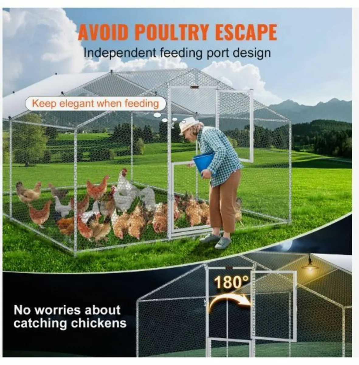 Metal Chicken Coop, 13.1 x 9.8 x 6.6 ft Large - Image 4