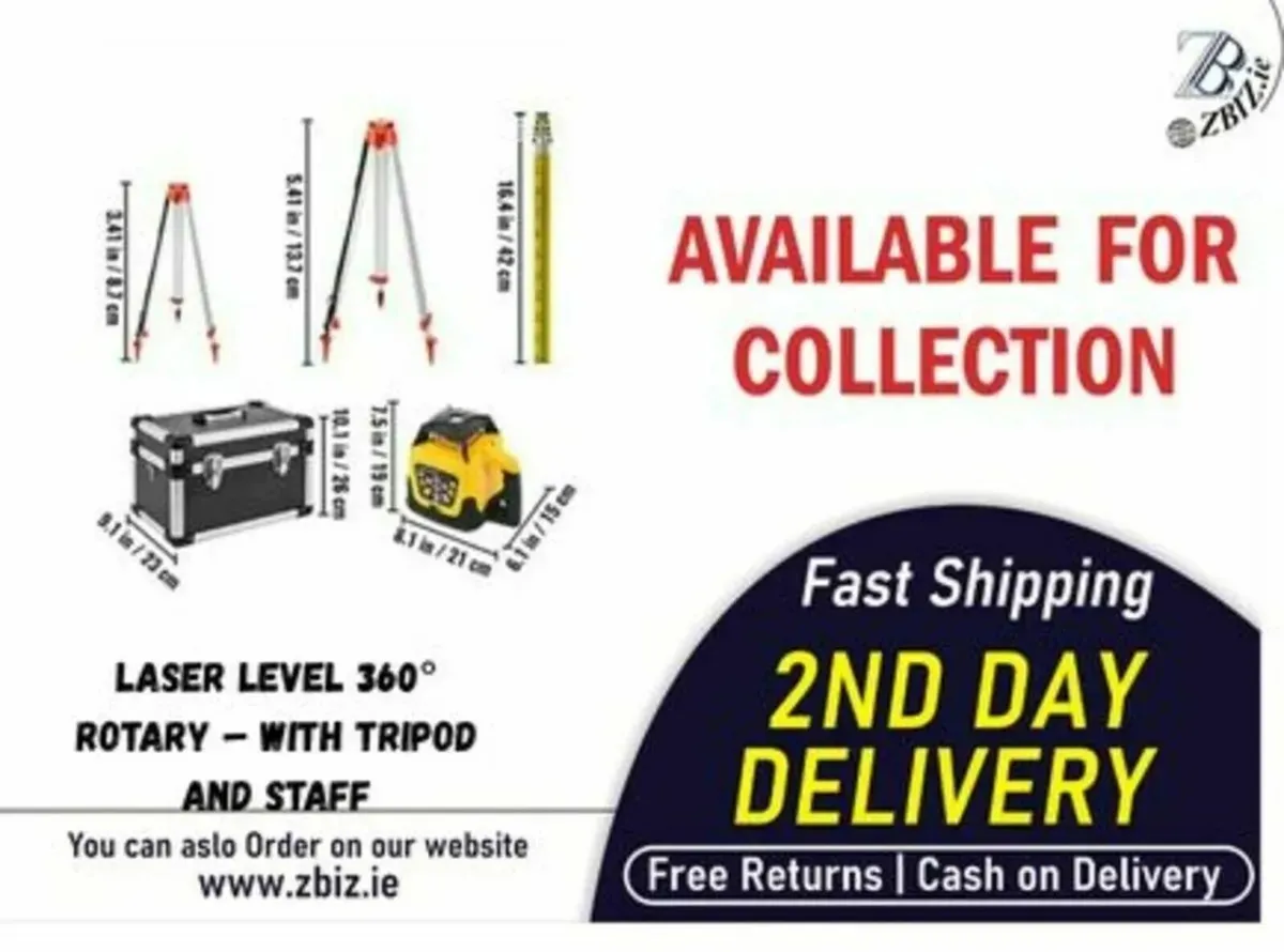 Self-levelling Rotary Laser Level Tripod+ Staff - Image 1