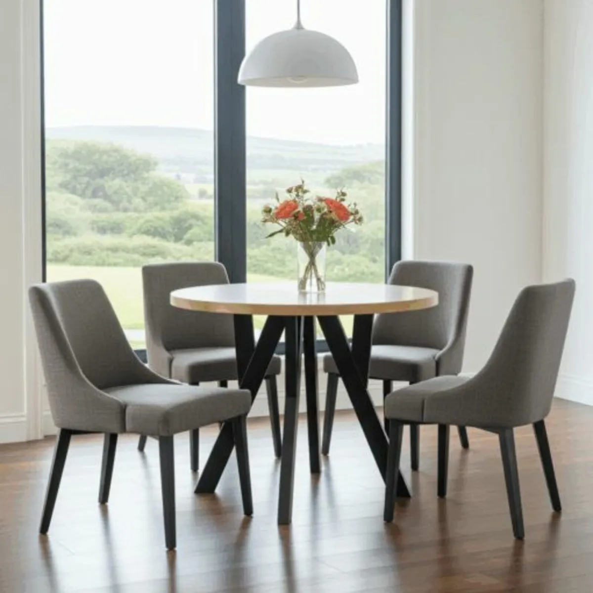 Modern Oak Veneer or Laminate Extendable Table - Image 1