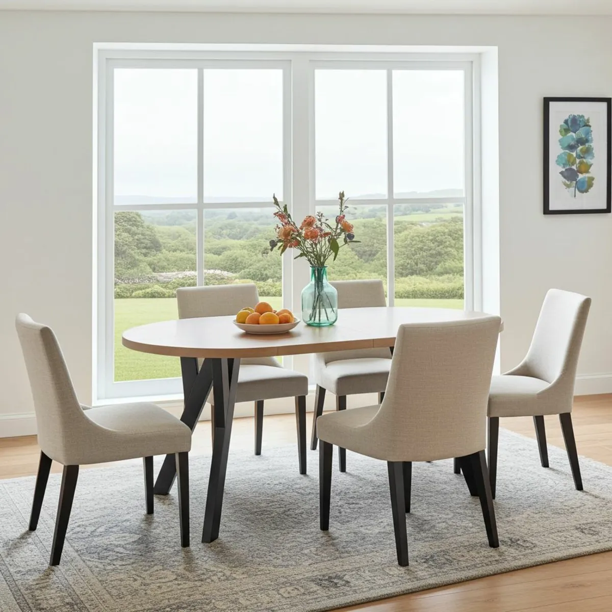 Modern Oak Veneer or Laminate Extendable Table - Image 3