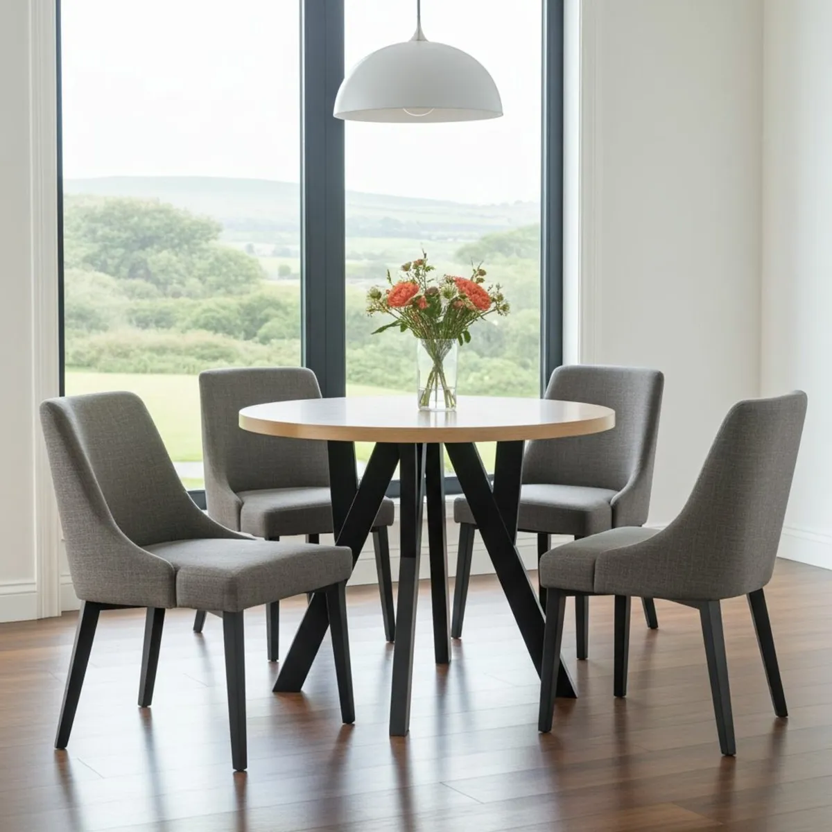 Modern Oak Veneer or Laminate Extendable Table - Image 4