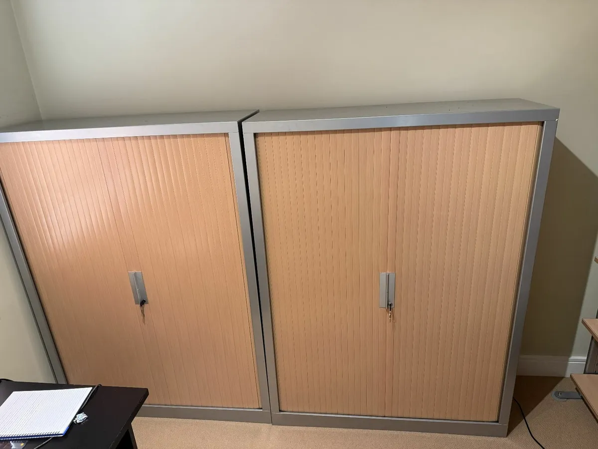 Office funiture - tambour cupboards & book case - Image 1