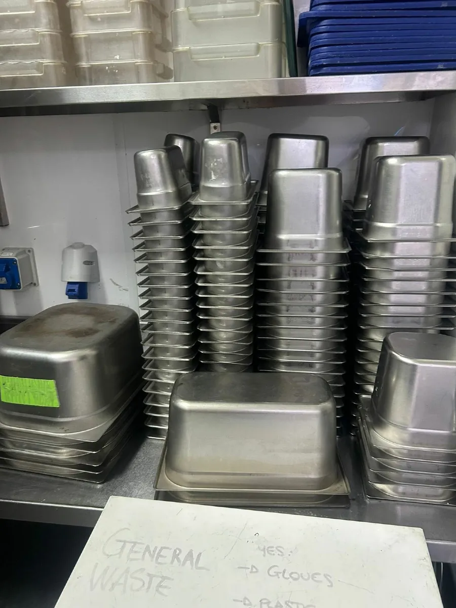 Various size stainless steel containers