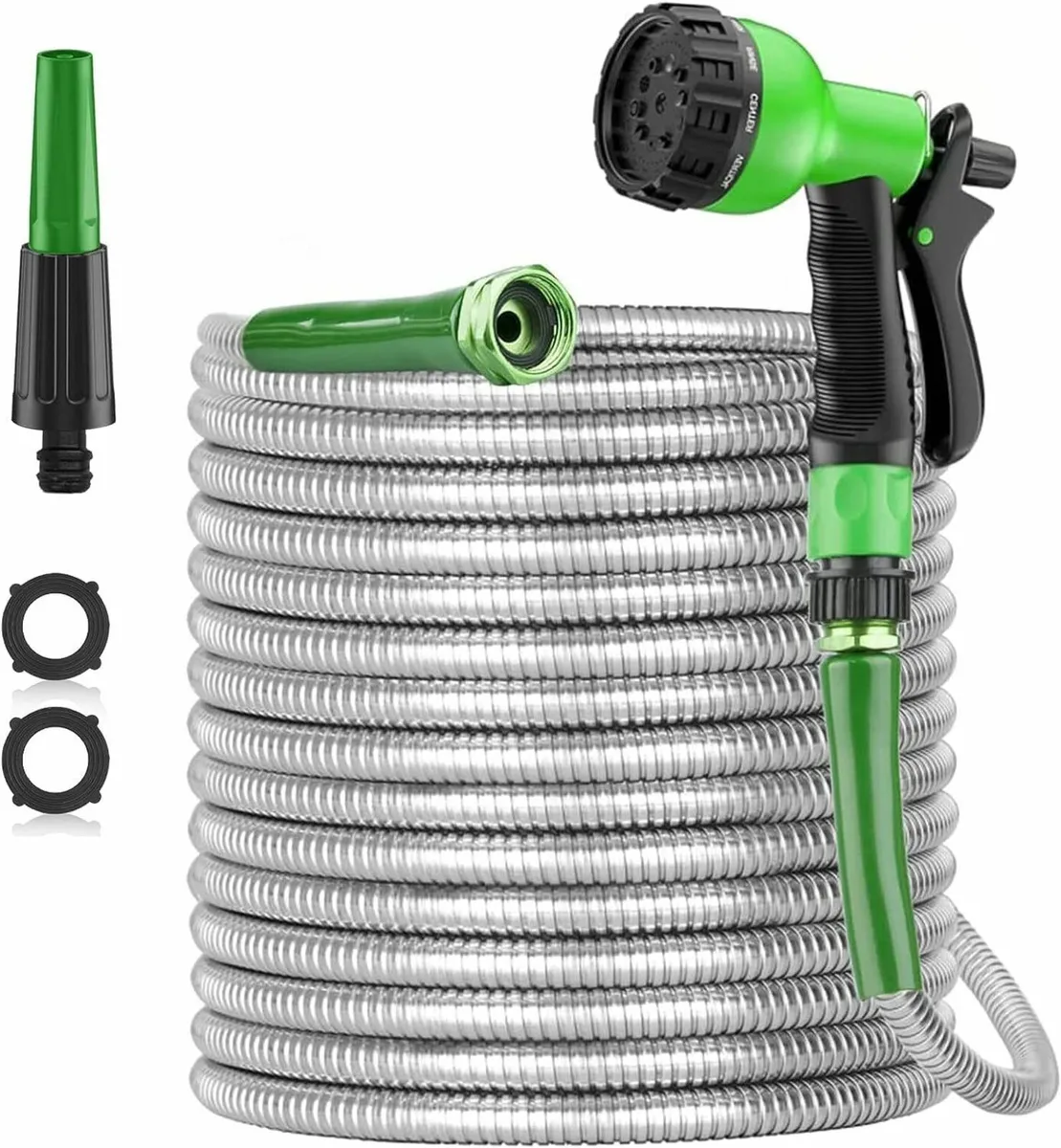 100ft Metal Garden Hose Pipe with 2 Nozzles - Image 1