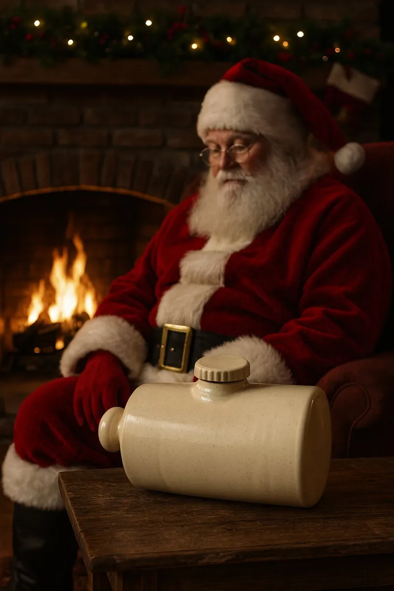 Antique vintage  SANTA Hot bottle flagon cottage - Image 1