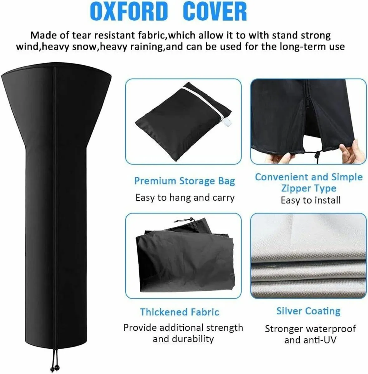Patio Heater Covers with Zipper and Storage Bag - Image 4