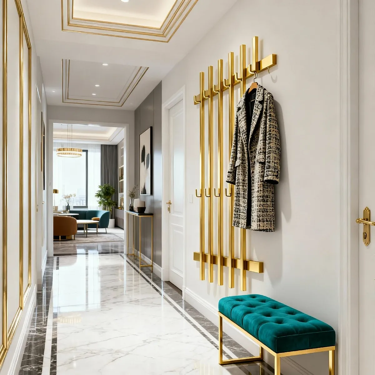 Gold Metal Wall Coat Rack – Lamel Design, 65×100 - Image 1