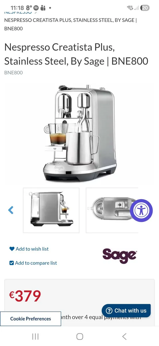 Coffee Machine Sage Nespresso - Image 1