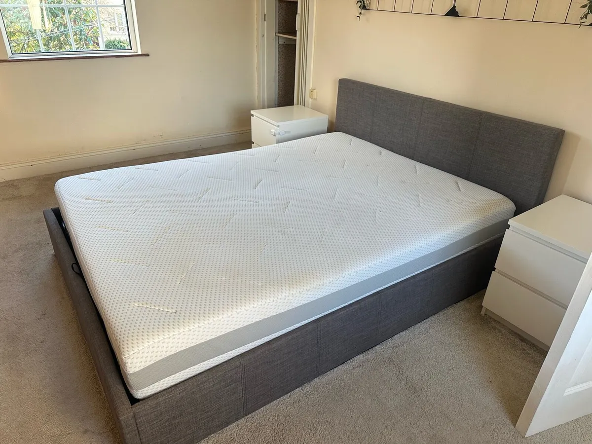 Storage King Size bed,foam mattress&2bedside table - Image 1