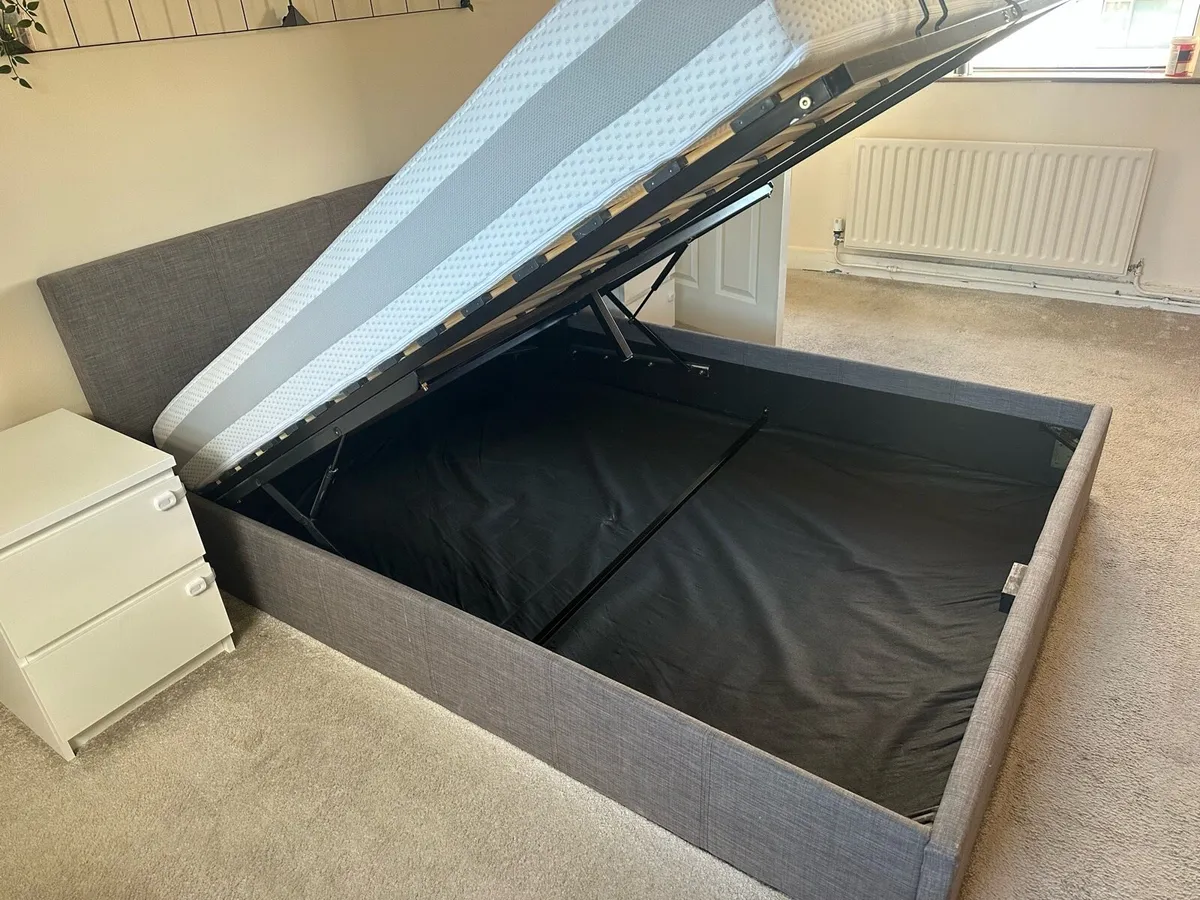 Storage King Size bed,foam mattress&2bedside table - Image 4