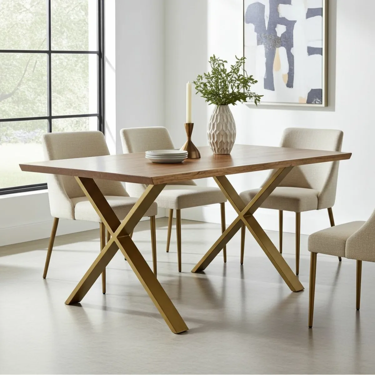 Gold X-Type Metal Table Legs 86×80 cm - Image 1