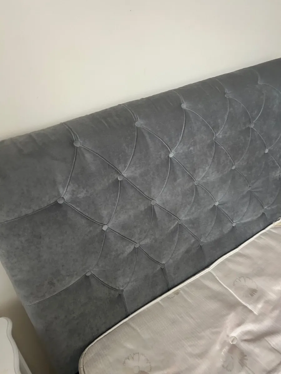 Grey Velvet Double Bed - Image 1