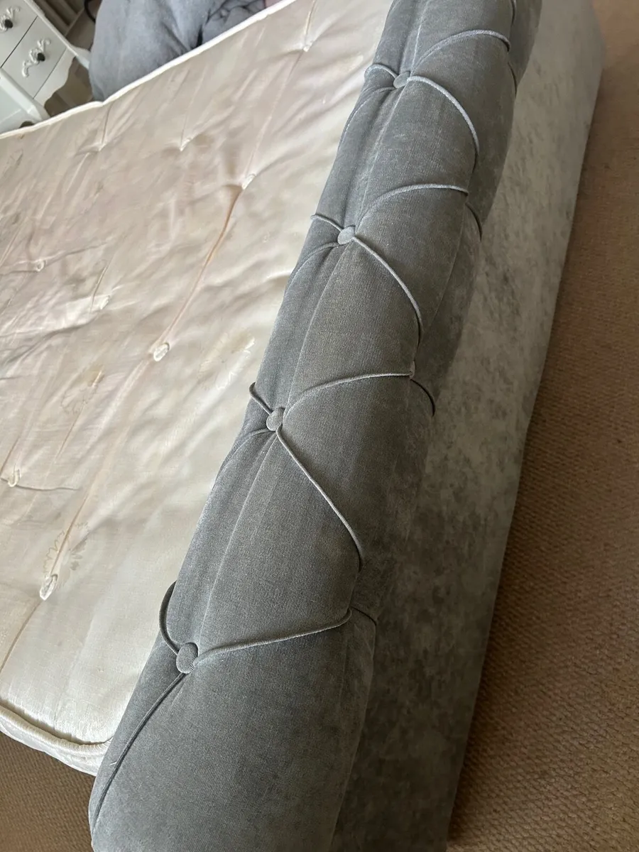 Grey Velvet Double Bed - Image 2