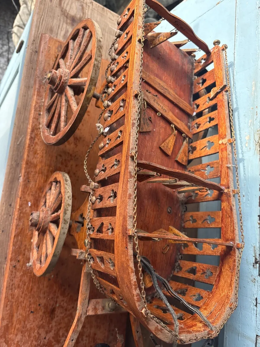 A vintage carved teak wooden horse and cart - Image 4