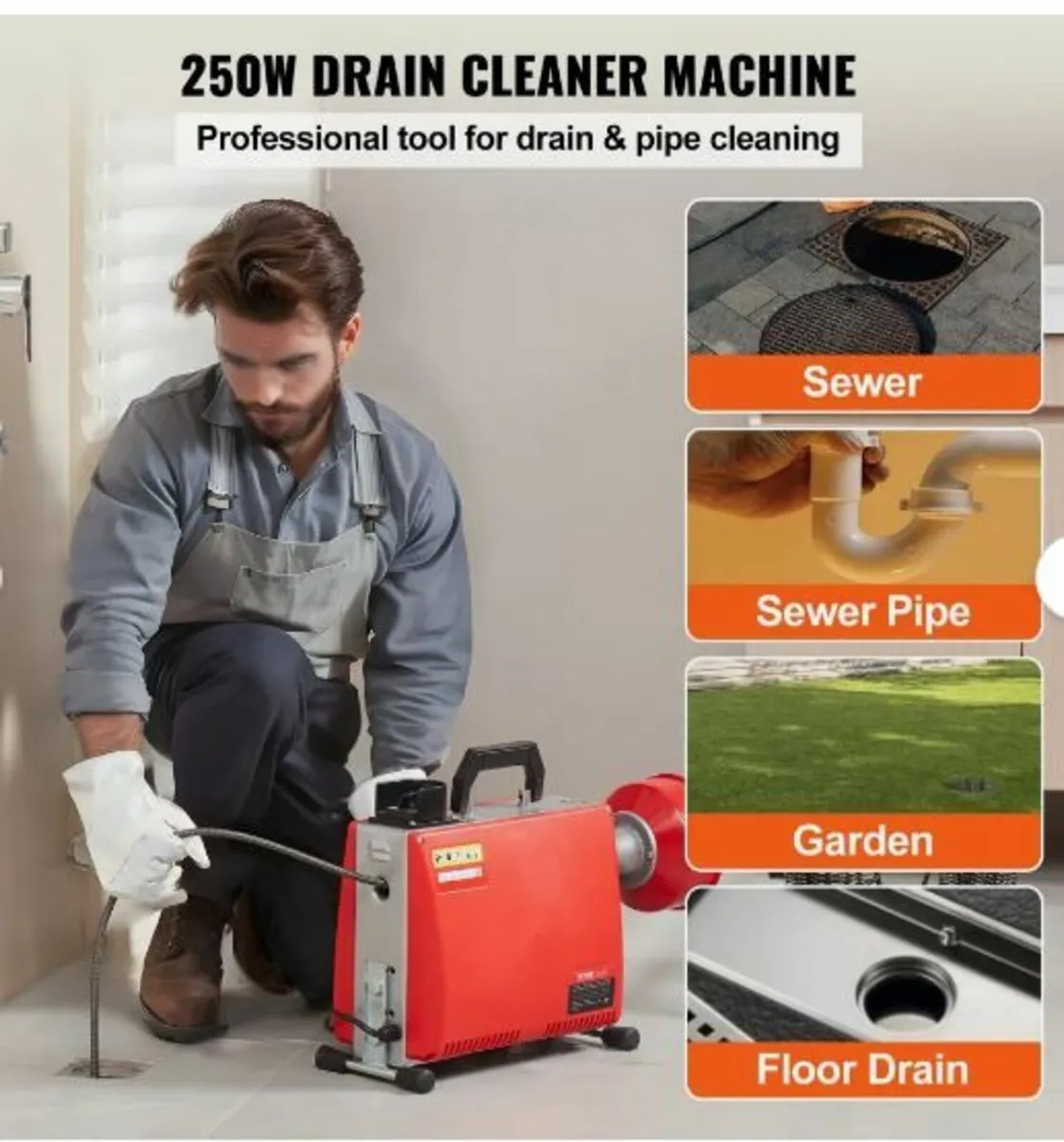 Drain Cleaner Machine 20m x 16mm 250W - Image 2