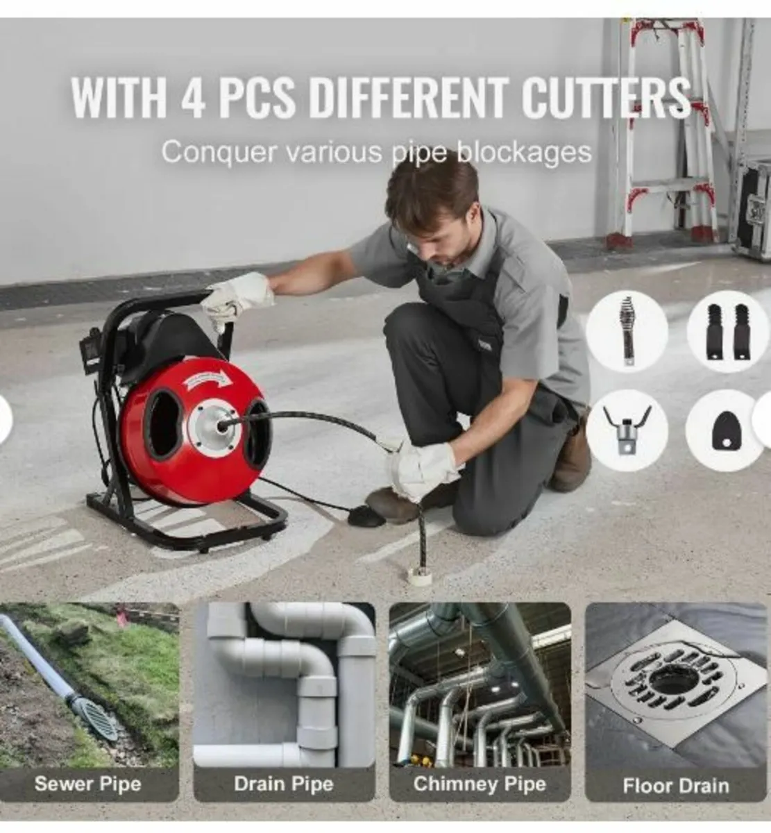 Drain Cleaner Machine 50FT x 1/2 Inch - Image 2