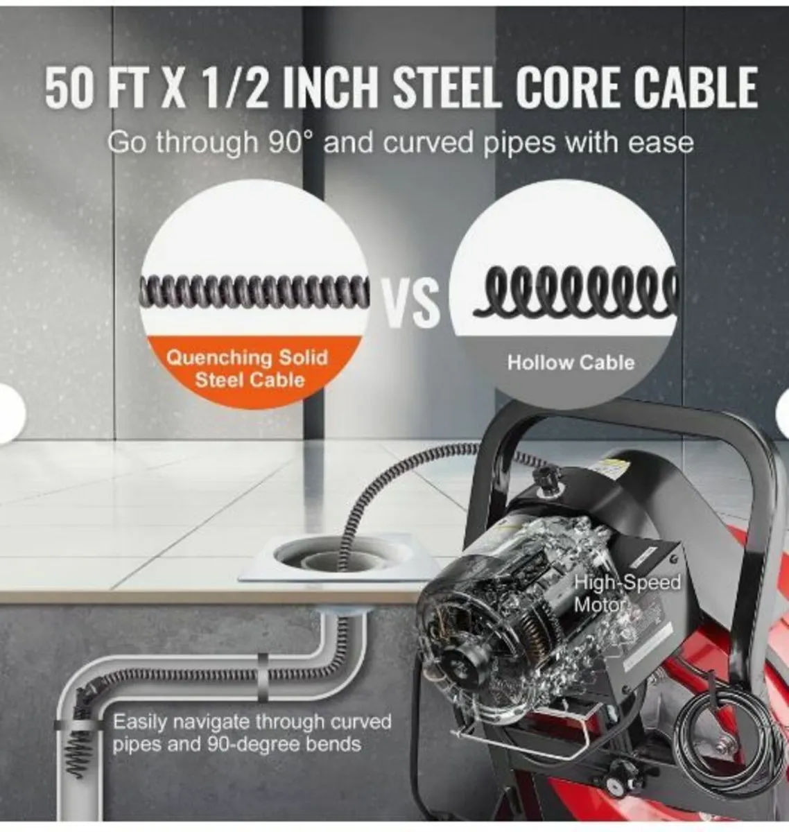 Drain Cleaner Machine 50FT x 1/2 Inch - Image 4